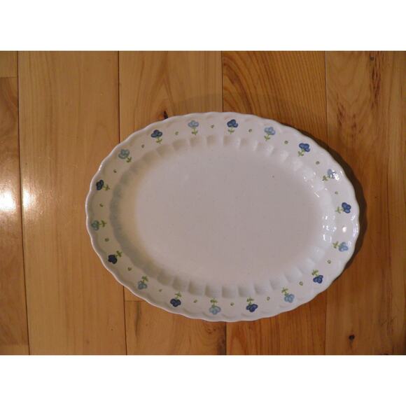 Floral Trim True Blue Vernon Ware by Metlox, Oval Serving Platter 12 1/4” - Picture 10 of 12